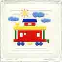 caboose embossed transportation art for kids and children, embossed transportation gifts for babies and nurseries, paintings for baby and child and fine art prints for child, baby and nursery by artists Jane Billman and Gregg Billman