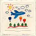 in the air embossed transportation art for kids and children, embossed transportation gifts for babies and nurseries, paintings for baby and child and fine art prints for child, baby and nursery by artists Jane Billman and Gregg Billman