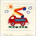fire truck embossed transportation art for kids and children, embossed transportation gifts for babies and nurseries, paintings for baby and child and fine art prints for child, baby and nursery by artists Jane Billman and Gregg Billman