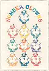 number clowns educational embossed art for kids and children, educational gifts for babies and nurseries, paintings for baby and child and fine art prints for child, baby and nursery by artists Jane Billman and Gregg Billman