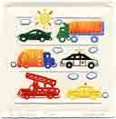 on the road embossed transportation art for kids and children, embossed transportation gifts for babies and nurseries, paintings for baby and child and fine art prints for child, baby and nursery by artists Jane Billman and Gregg Billman