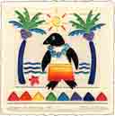 penquin in paradise birds and ducks, animals art for kids and children, birds and ducks animals gifts for babies and nurseries, paintings for baby and child, pictures for nursery and kids and fine art prints for child, baby and nursery by artists Jane Billman and Gregg Billman