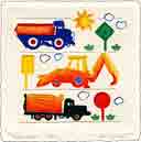 road work embossed construction art for kids and children, embossed construction gifts for babies and nurseries, paintings for baby and child and fine art prints for child, baby and nursery by artists Jane Billman and Gregg Billman